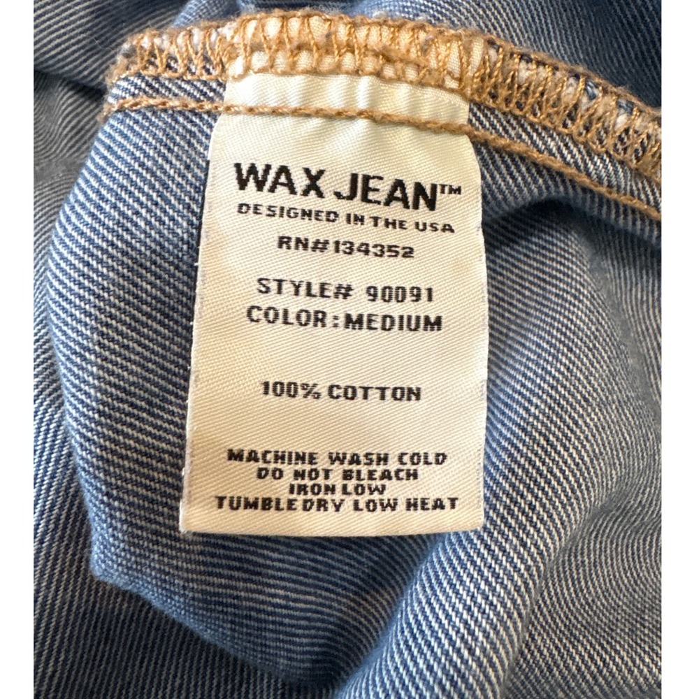 Wax Jean Women Distressed Denim Jacket Medium Wash Blue Ripped Cotton 90091 M - Picture 5 of 7